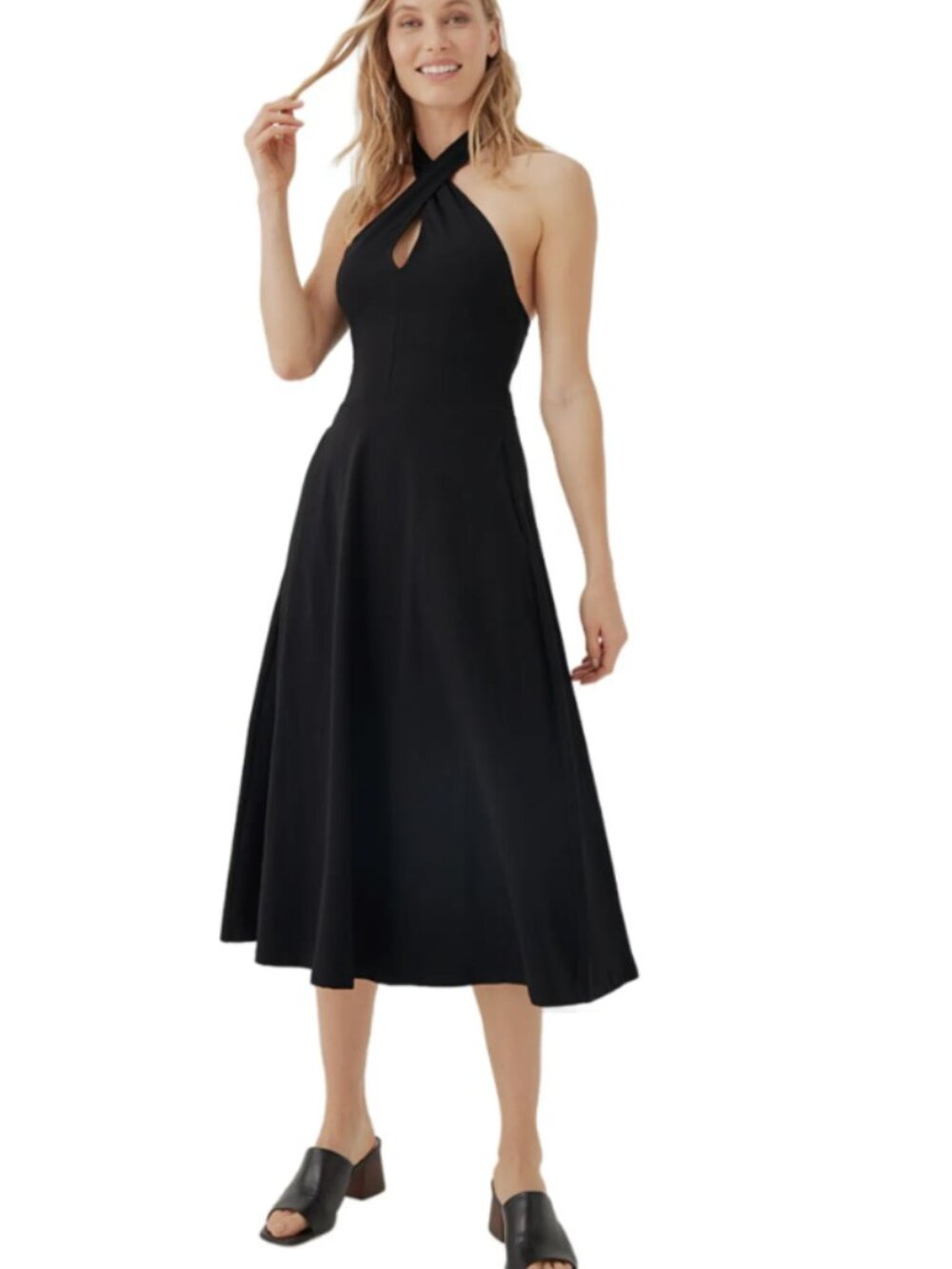 Pact Women's Fit & Flare Modern Halter Dress Black 2XL